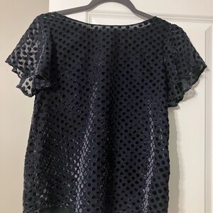 LOFT Black Sheer Polka Dot Blouse